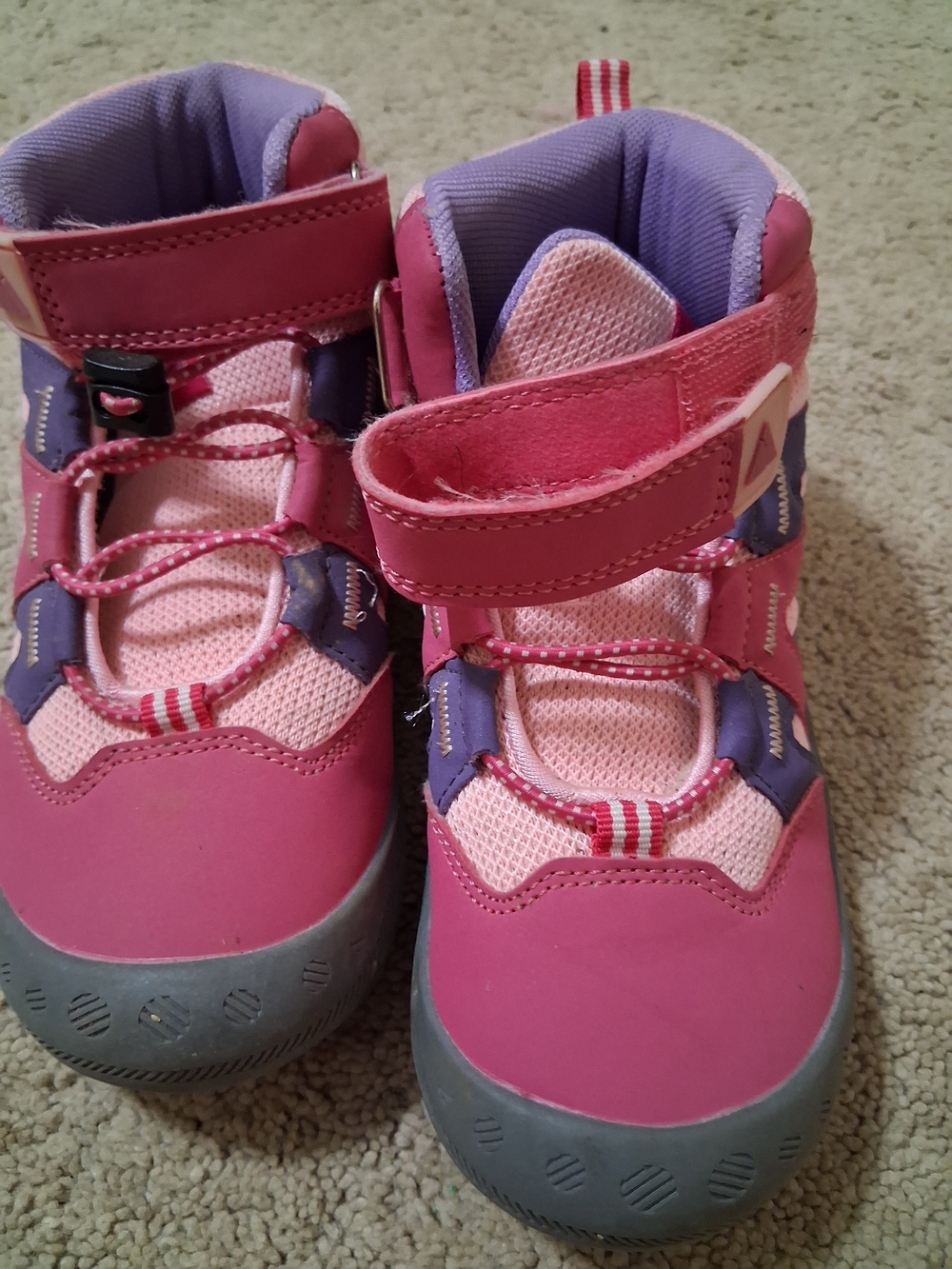 Mishansha Pink and Purple Girls' Hook-and-Loop Outdoor Boots